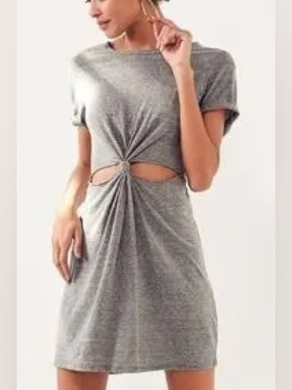 Honey Punch Grey Twist Knot Cutout Mini Dress
